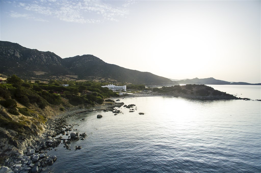 Panoramatický pohled, Villasimius, Sardinie