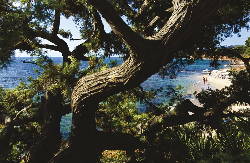 Soukromá hotelová pláž, Santa Margherita di Pula, Sardinie