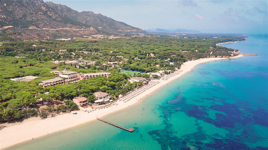 Letecký pohled, Santa Margherita di Pula, Sardinie