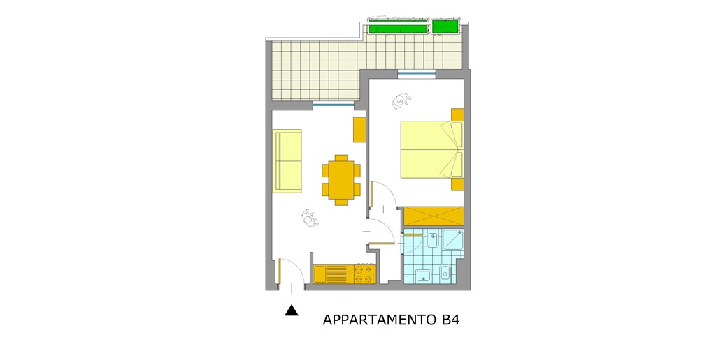 Residence Gardenia - Nákres apartmánu BILO 4, Alghero, Sardinie