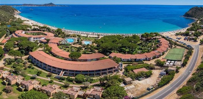 Hotel Cormoran - Letecký pohled na hotel, Villasimius, Sardinie