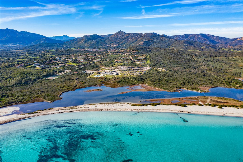 Letecký pohled, San Teodoro, Sardinie