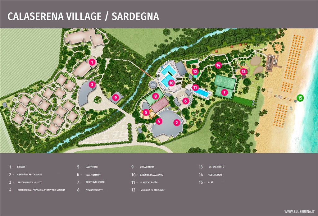 Plánek areálu, Maracalagonis, Sardinie