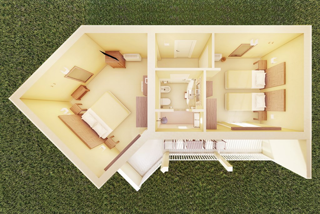 Spiagge San Pietro Resort - Rozložení pokoje Classic Family, Castiadas, Sardinie