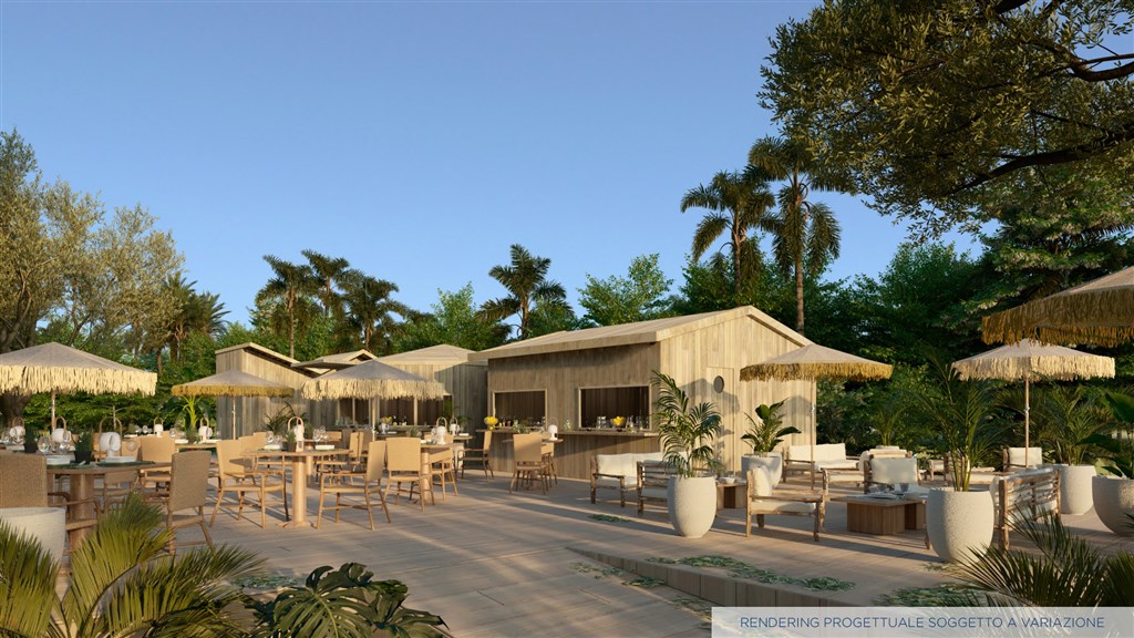 Restaurace u pláže, Maracalagonis, Sardinie