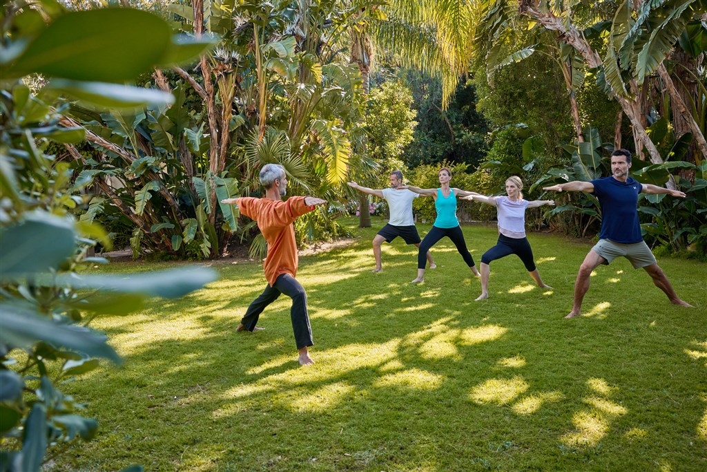 Jóga v AcquaForte Spa, Santa Margherita di Pula, Sardinie