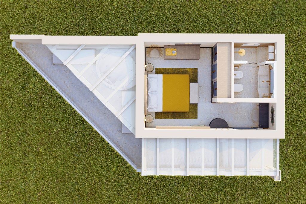 Spiagge San Pietro Resort - Rozložení pokoje Deluxe Terrace, Castiadas, Sardinie