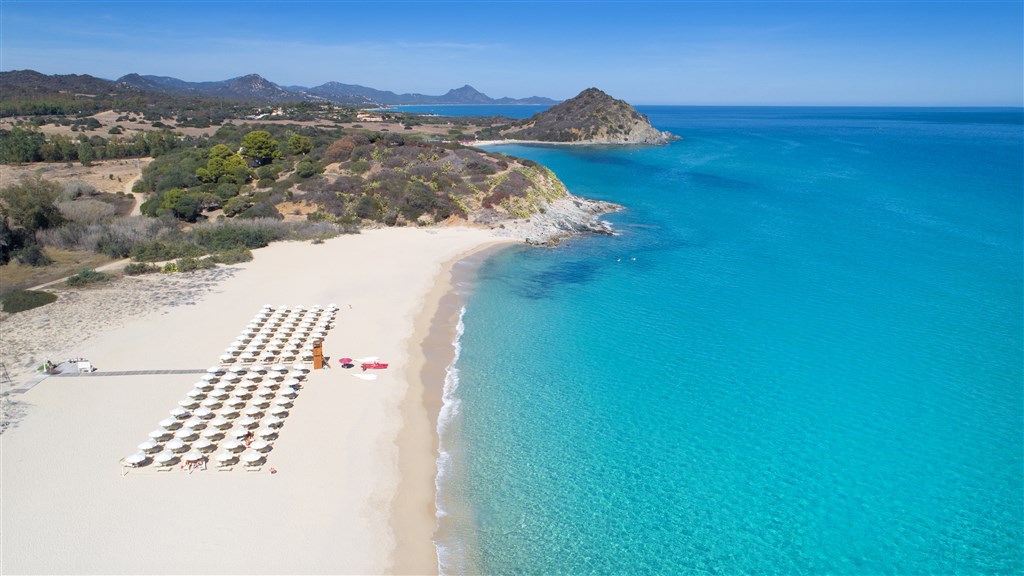 Spiagge San Pietro Resort - Letecký pohled na pláž, Castiadas, Sardinie