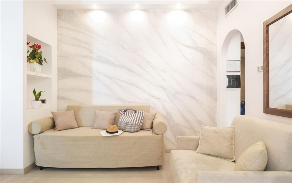 Nicoletta - Pohovky ve čtyřlůžkovém pokoji STANDARD s terasou, Santa Maria Navarrese, Sardinie