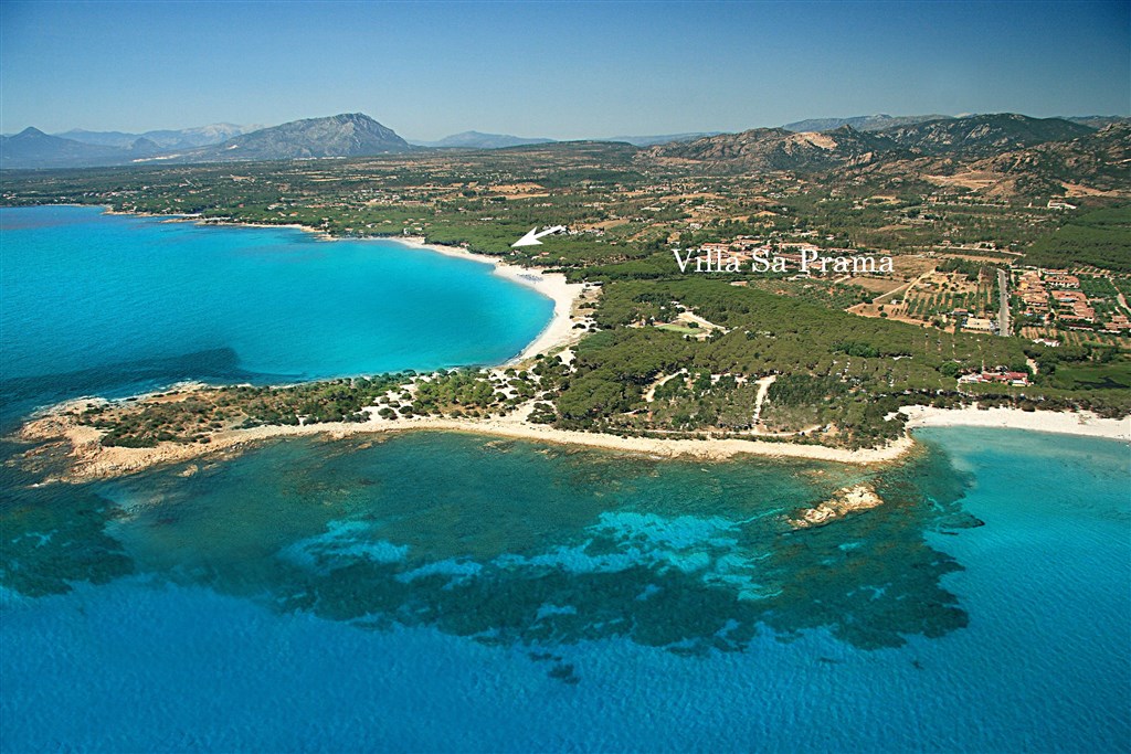 Letecký pohled, Orosei, Sardinie